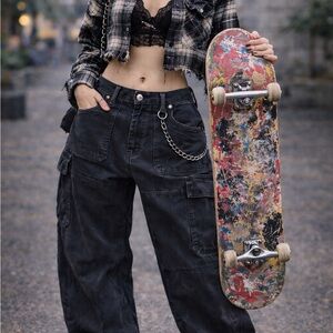 Jeans - Dickies Washed Black Utility Cargo Pants | 90sGrunge Skate Workwear